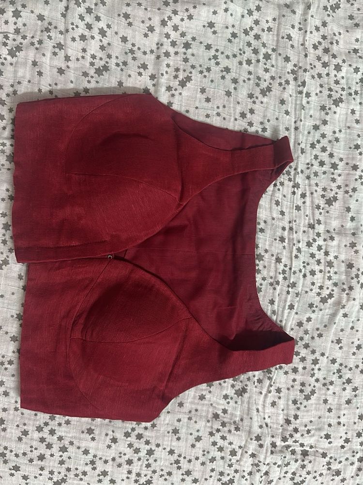 Burgundy Linen Blouse - Size XS