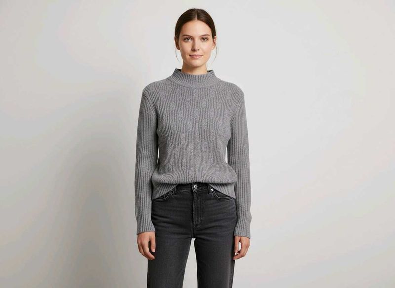 Gray Knit Turtleneck Sweater
