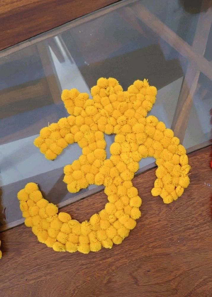 Yellow Om Pompom Decorative MDF Cutout