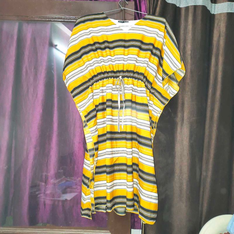 Kaftan Strip Yellow Black And White