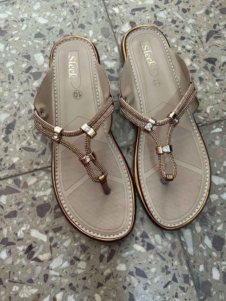 Sleek Embellished Thong Sandals