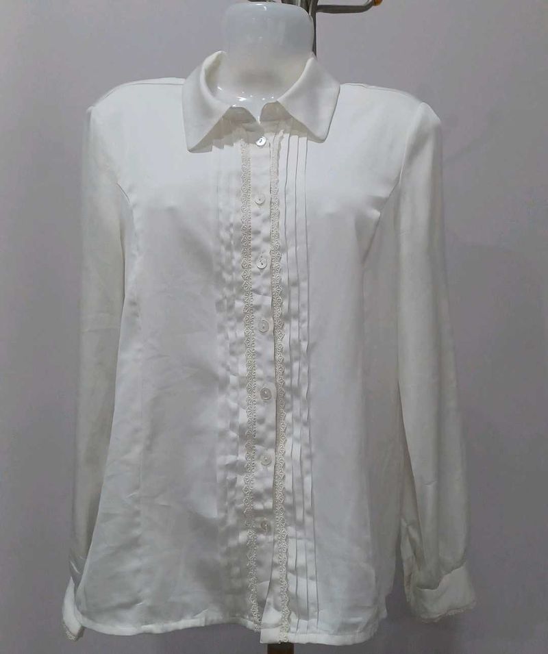 Elegant White Long Sleeve Shirt