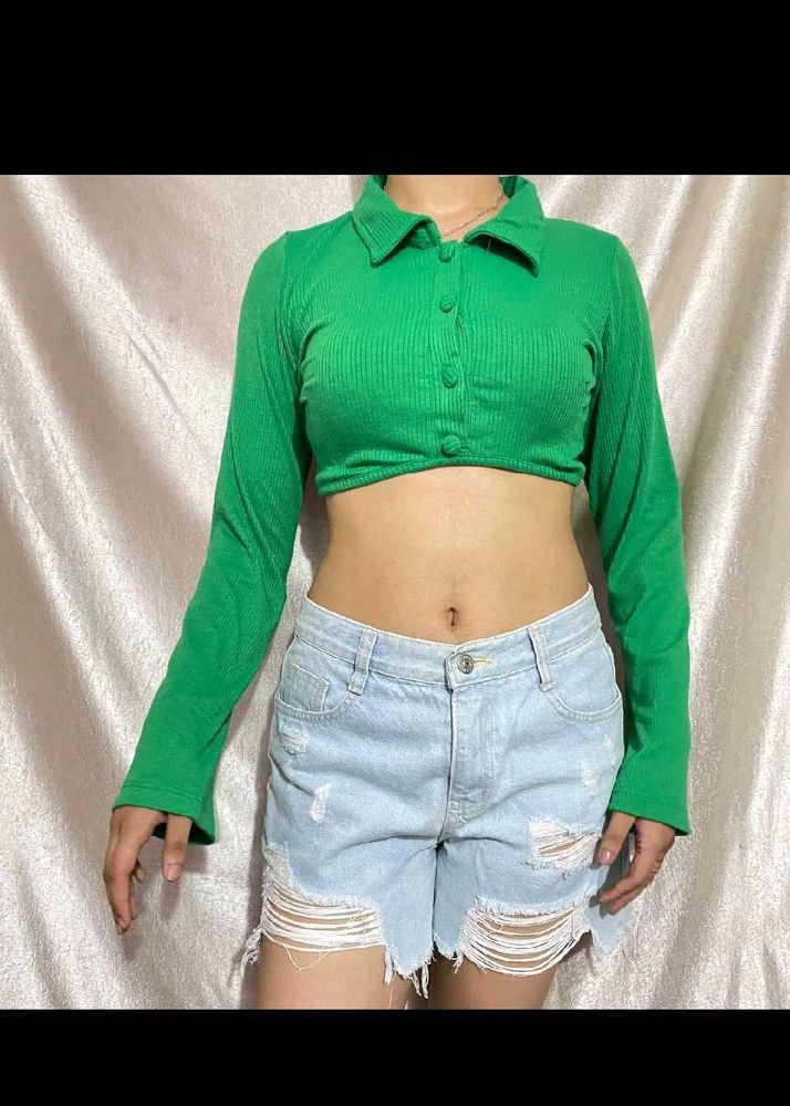 Green Crop Top