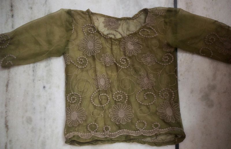 Green Detailed Mesh/Net Top