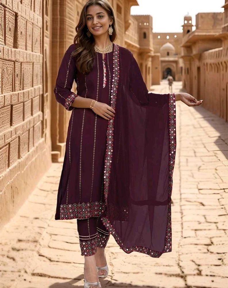 Elegant Plum Embroidered Salwar Kameez
