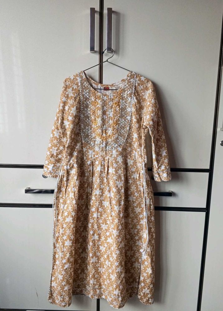 Floral Print Embroidered Dress