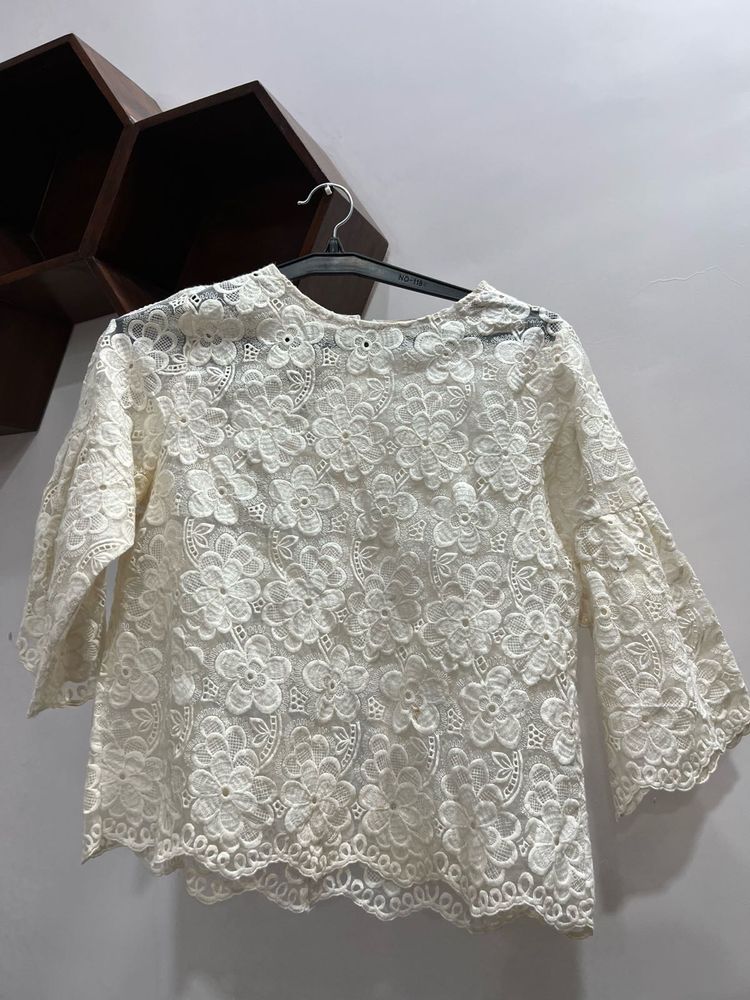Lace white Floral Top
