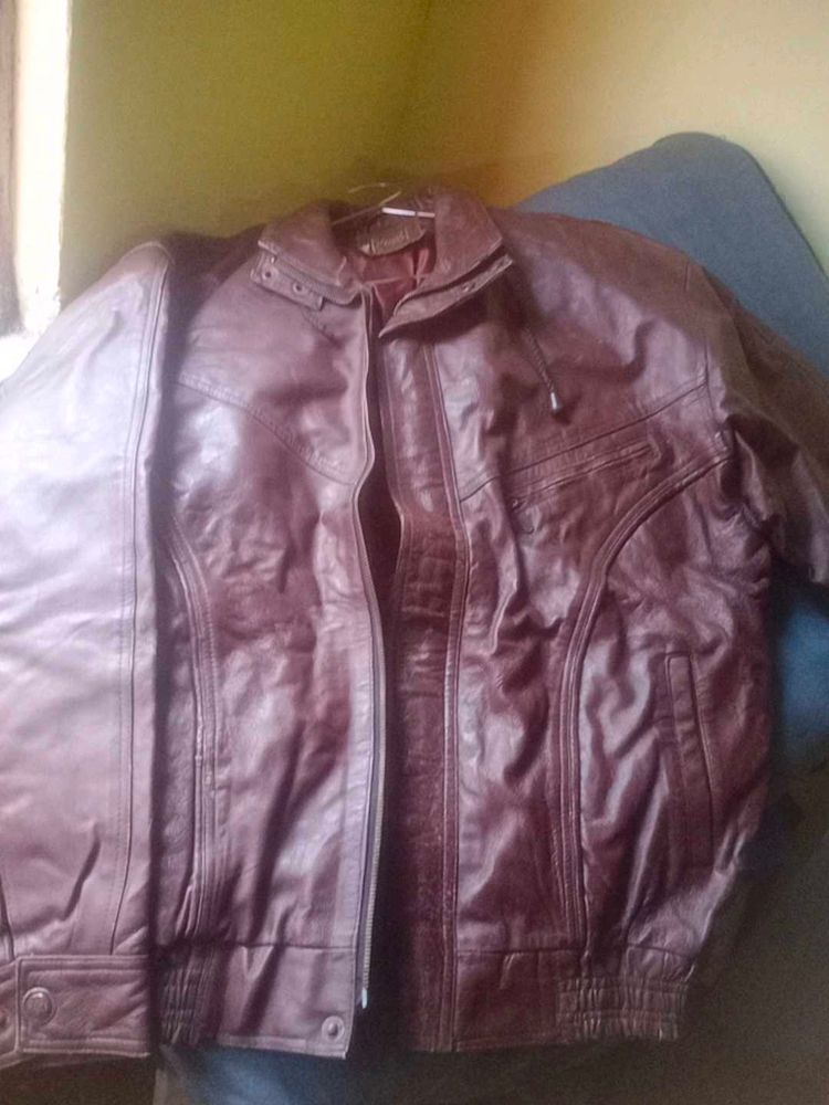 Burgundy Leather Bomber Jacket