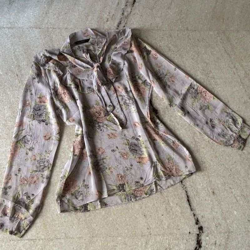 Sheer Pastel Floral Blouse
