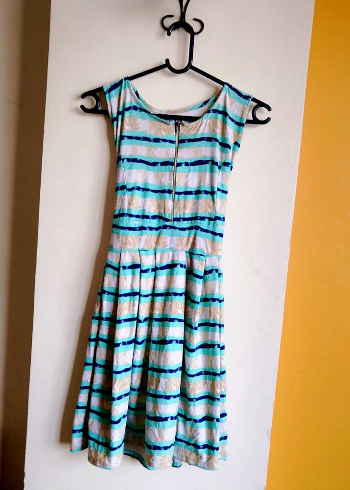 asthetic Striped Sleeveless Skater Dress🌊👗