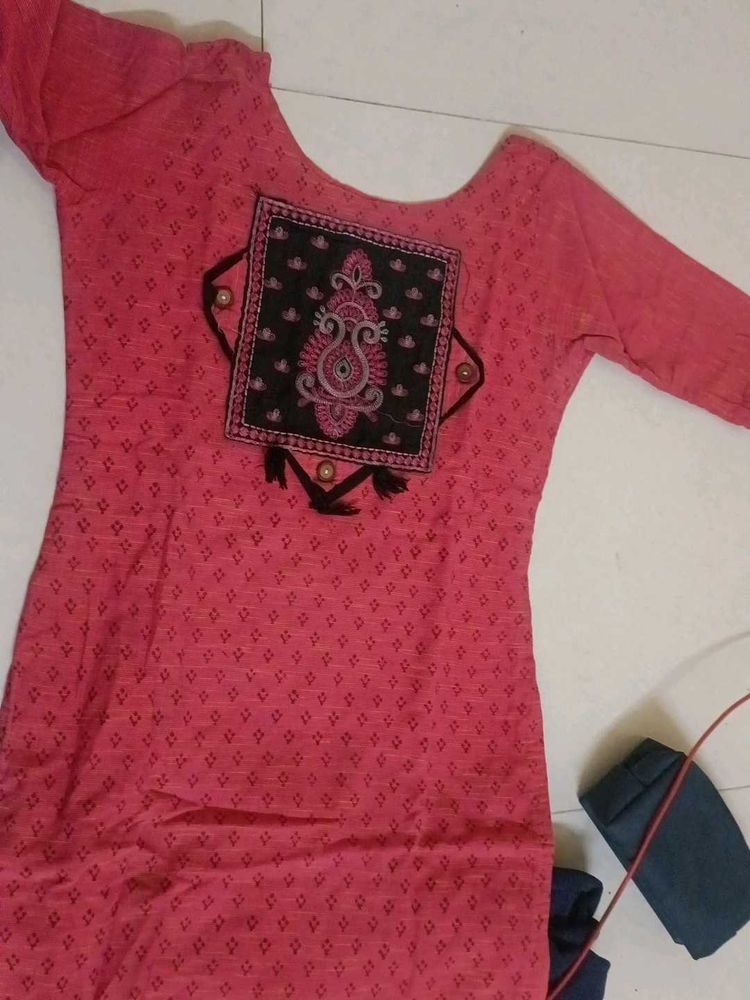 Pink Embroidered Tunic Top