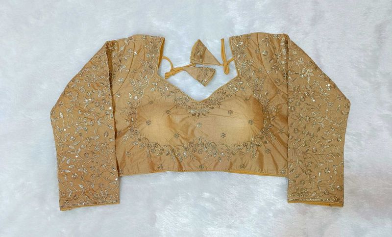 Elegant Golden Full Sleeves Blouse
