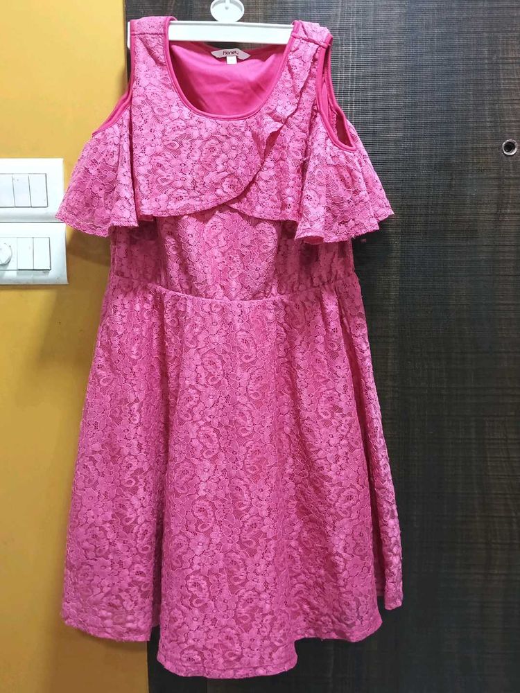 Softcore Girly Pink Lace Short Dress