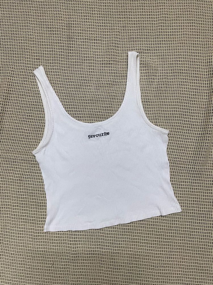 White Ribbed Tank Top