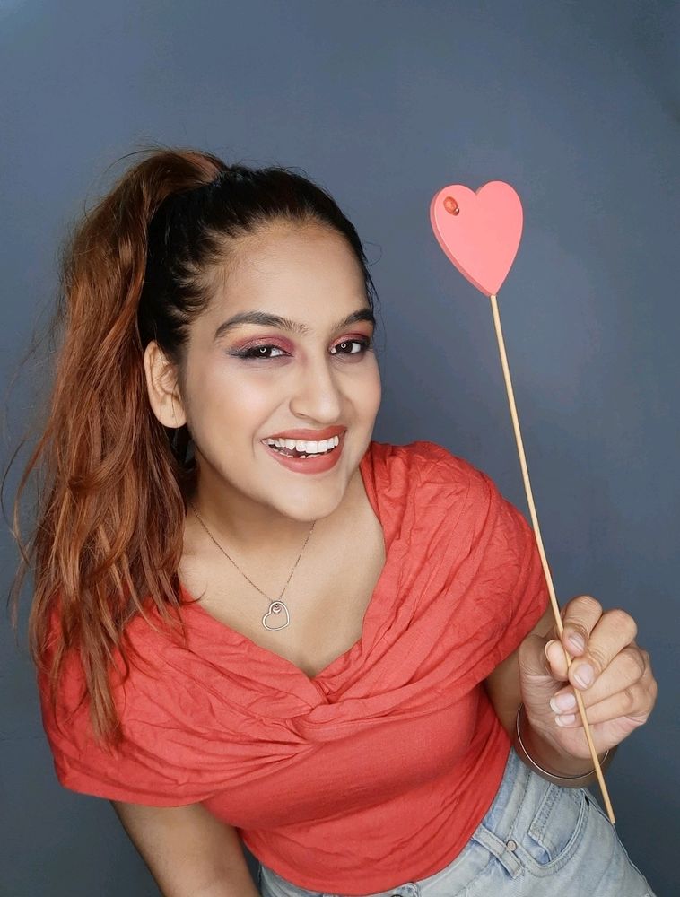 Red Unique Neck Top.