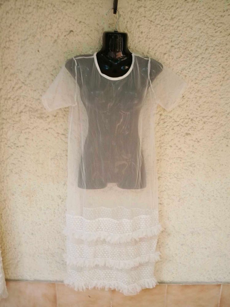 White Sheer Layering Dress