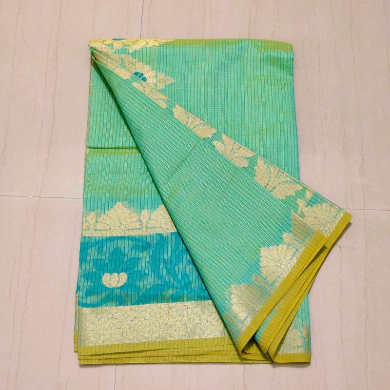 Elegant sea  Green Cotton Saree