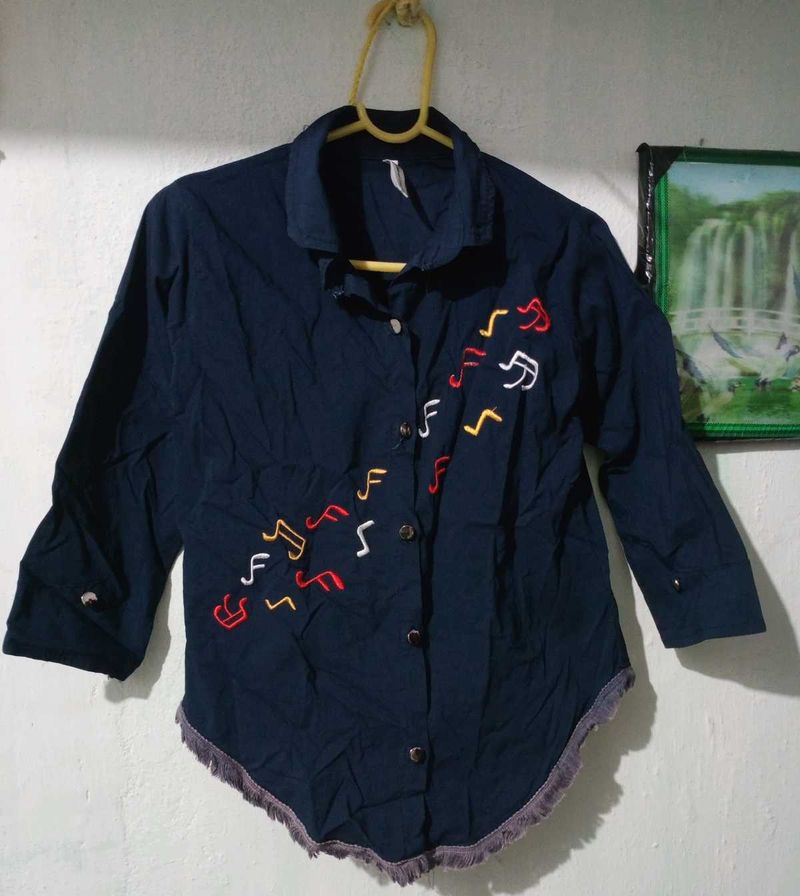 Shirt Top Navy Blue