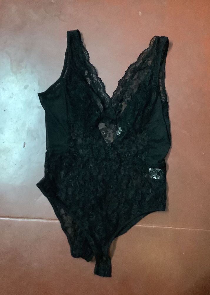 Y2k Lace Black Bodysuit