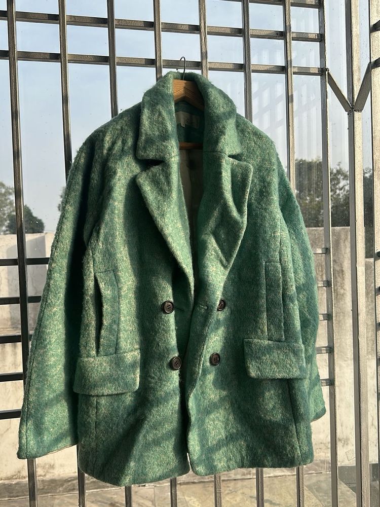 Ice Blue Textured Wool Blend Coat ❤️‍🔥❄️