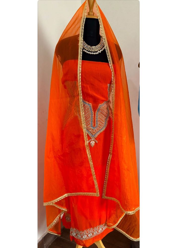 Organaza Heavy Wedding Orange Salwar Kameez Suit