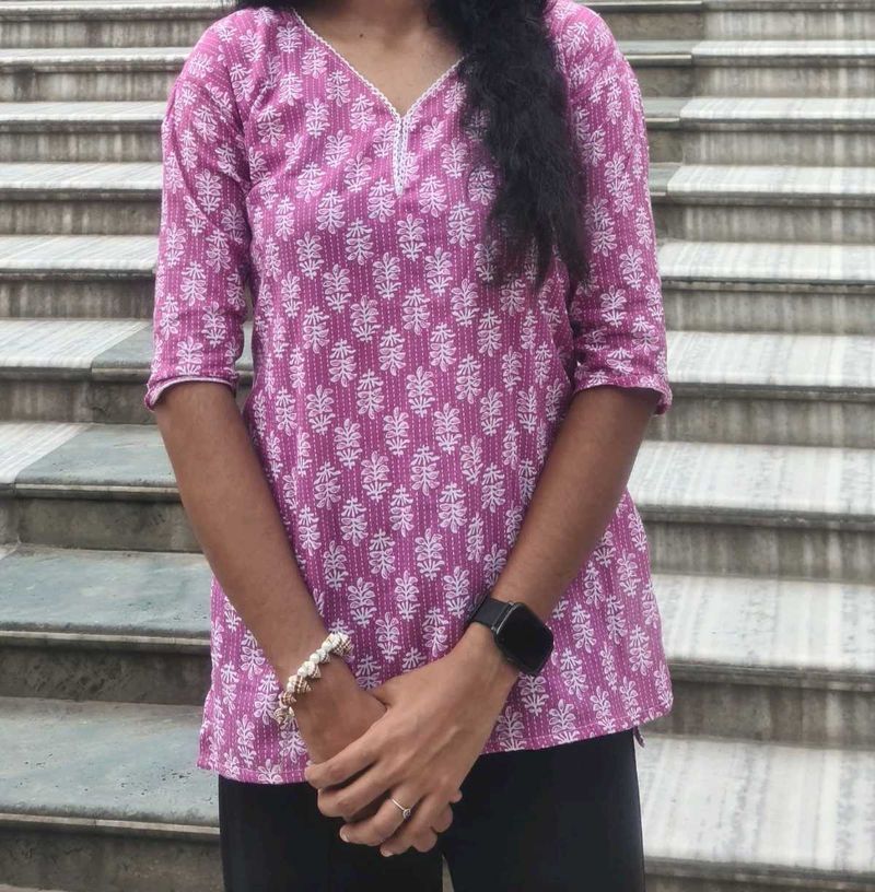 Pink Printed Kurta