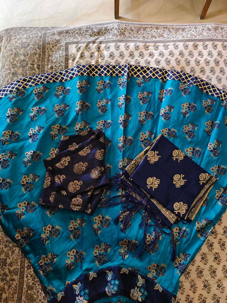 Blue Floral Lehenga Choli Set