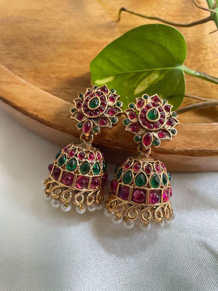 Lakshmi Temple Jhumka Earrings .