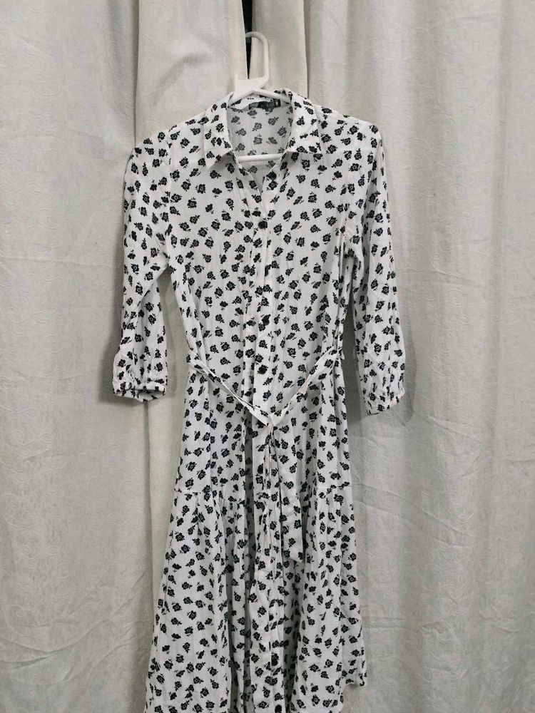 Zara floral shirt dress