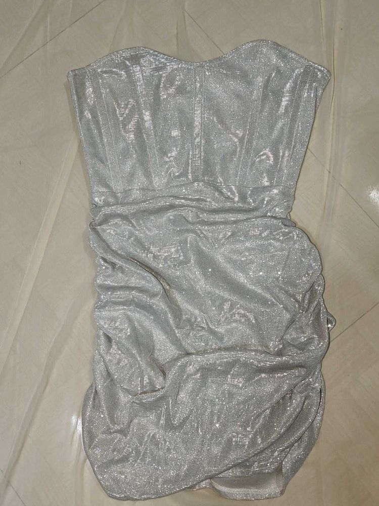 Sparkly Silver Mini Dress