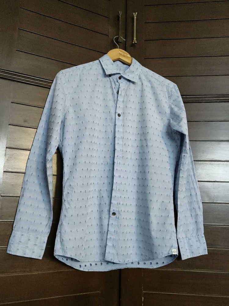 Jillstuart Men Blue Standard Fit Printed Shirt