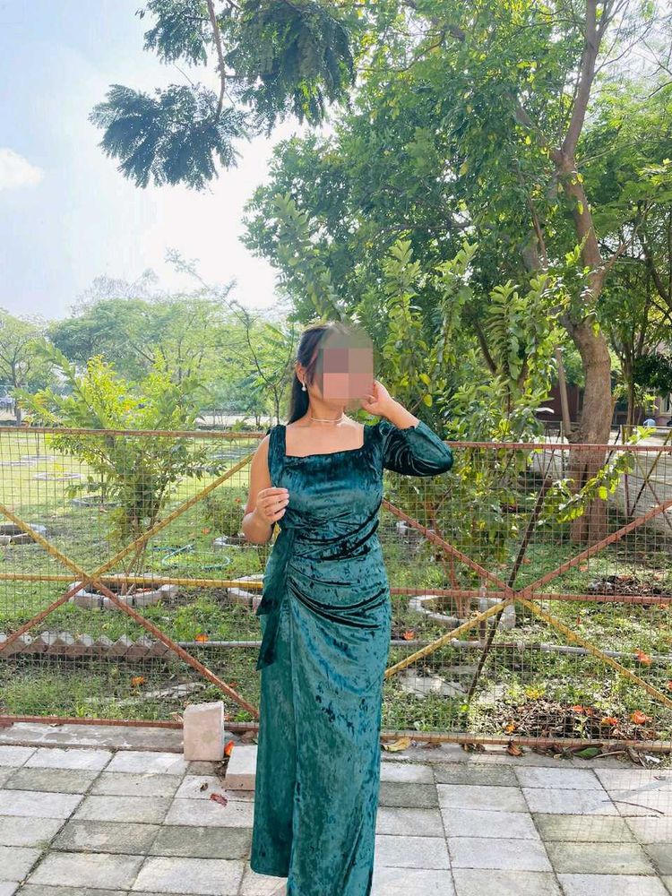 Emerald Green Velvet Maxi Dress