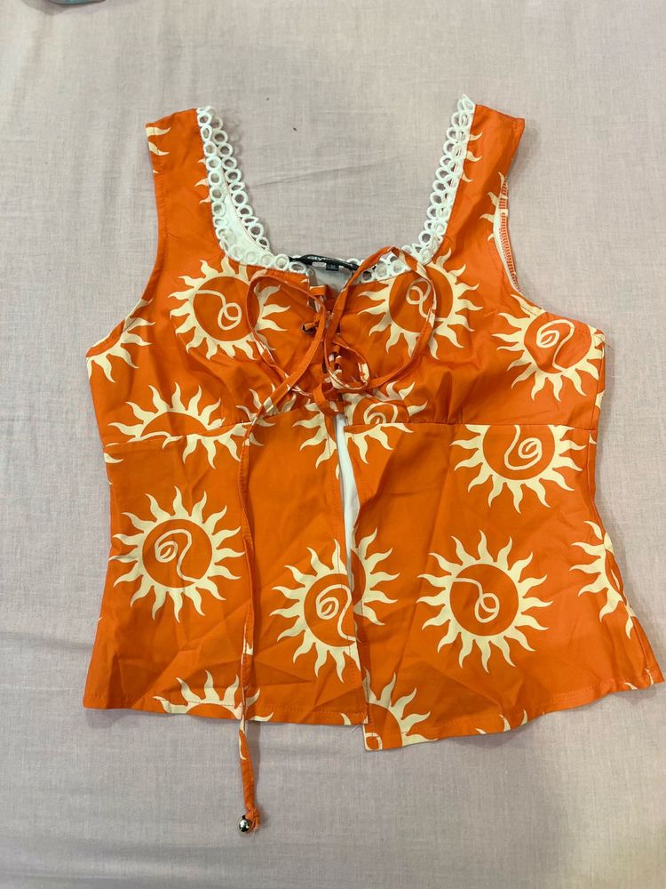 Orange Sun Print Coord Set