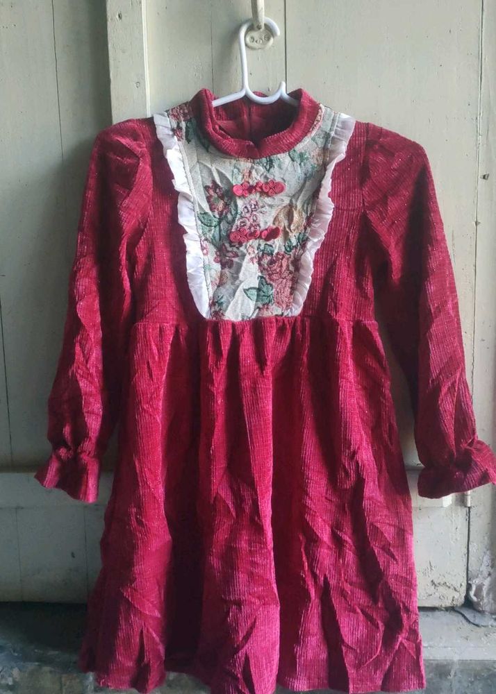 Cute Floral Corduroy Dress