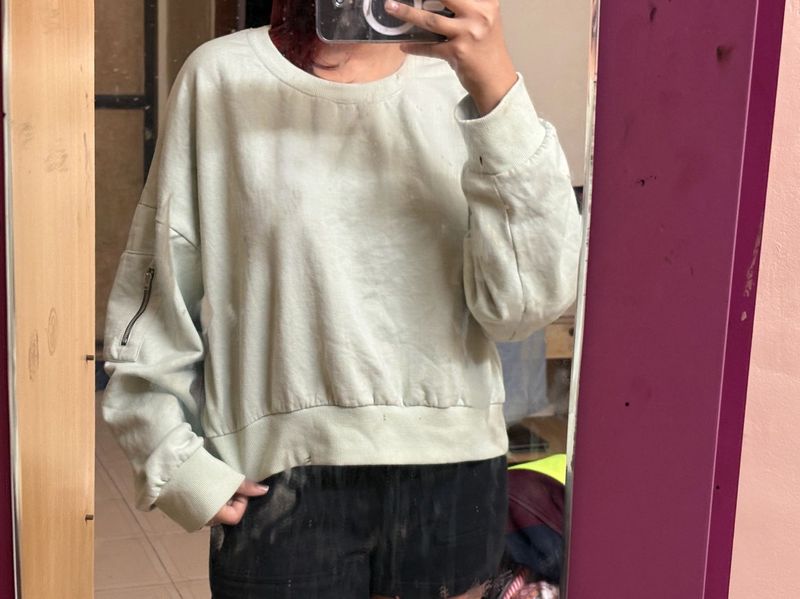 Sage Green Cropped Sweatshirt