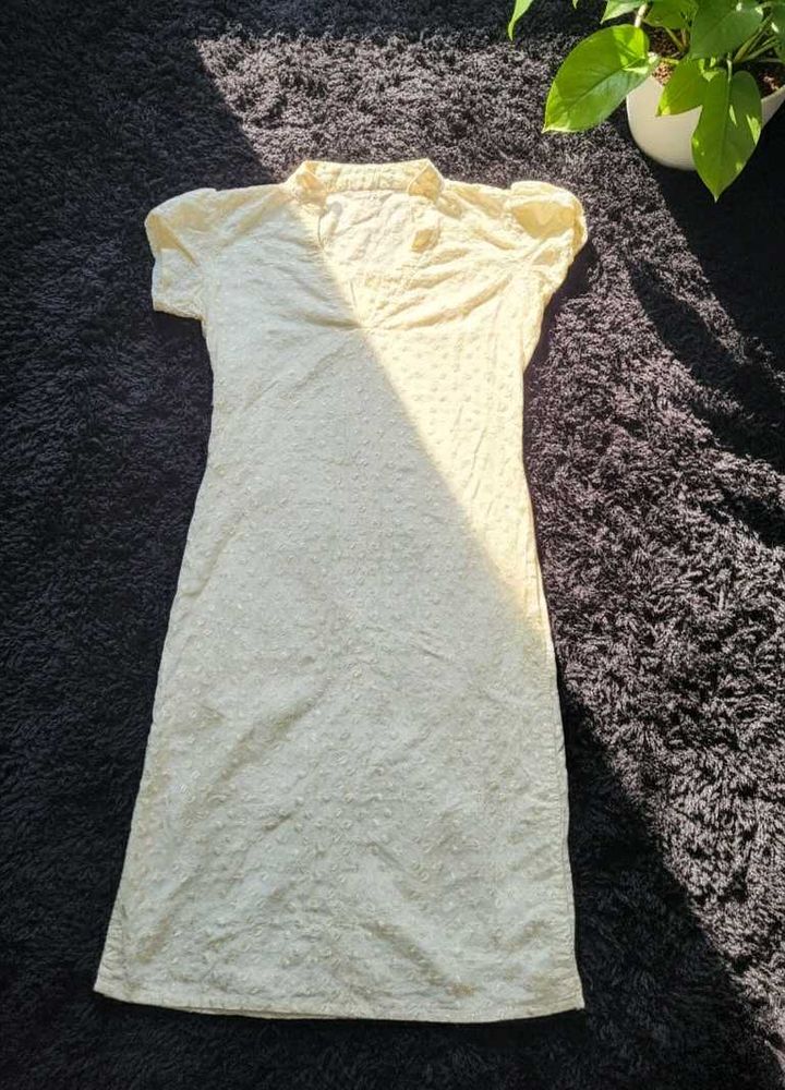 Yellow Patterned Casual Dress