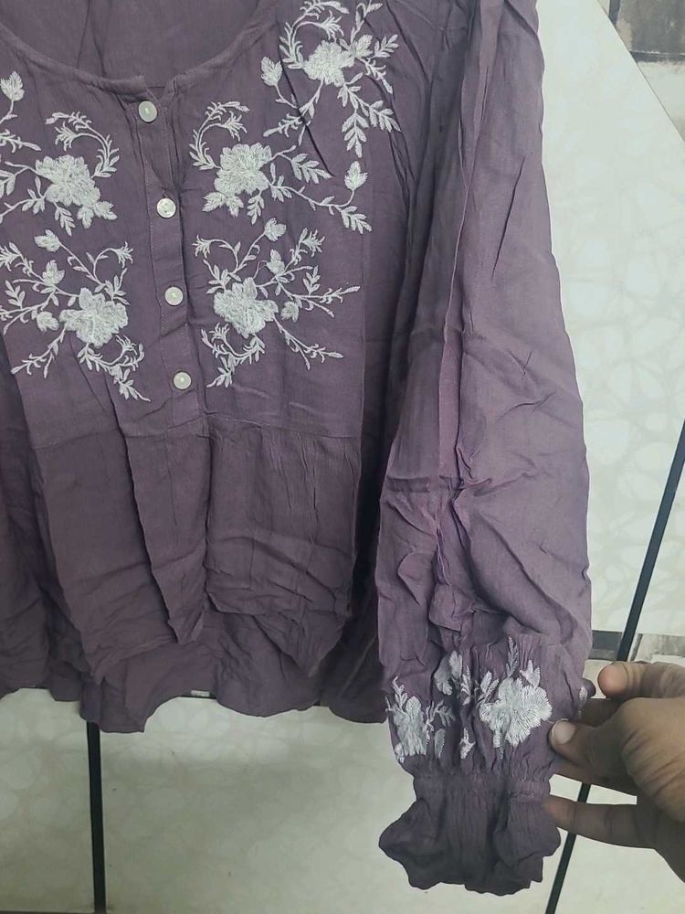 Embroidered Lavender Top