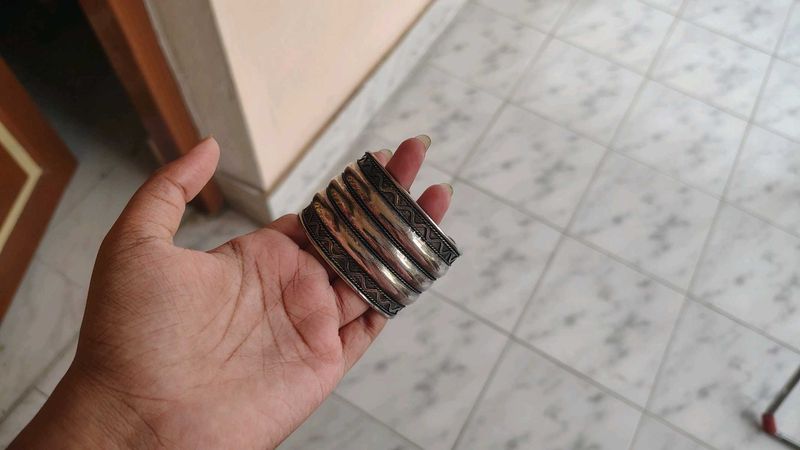 Oxidized Silver Hand Cuff