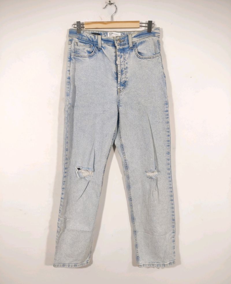 Bershka Distressed High-Waisted Jeans