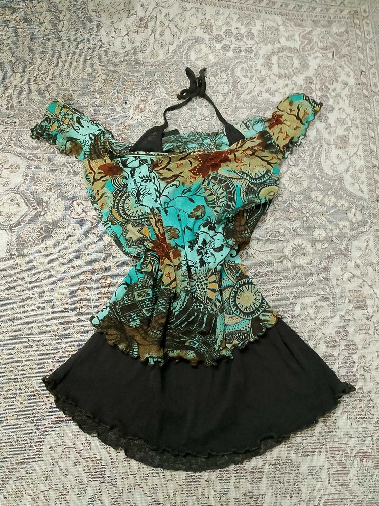 Y2k Patterned Halter Top.