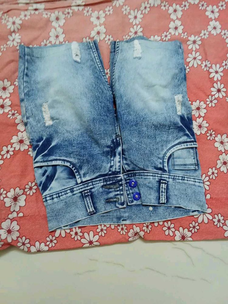 Distressed Denim Shorts