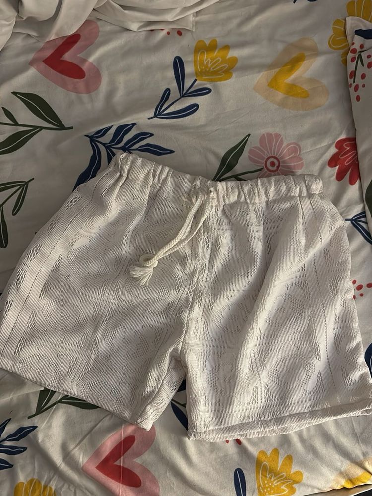 White Crochet Shorts