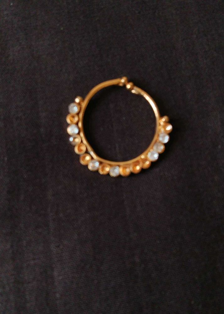 Gold Nose Ring with Crystals