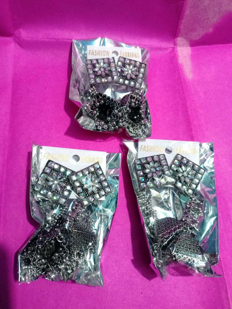 Pack Of 3 Jhumki Stud Earrings