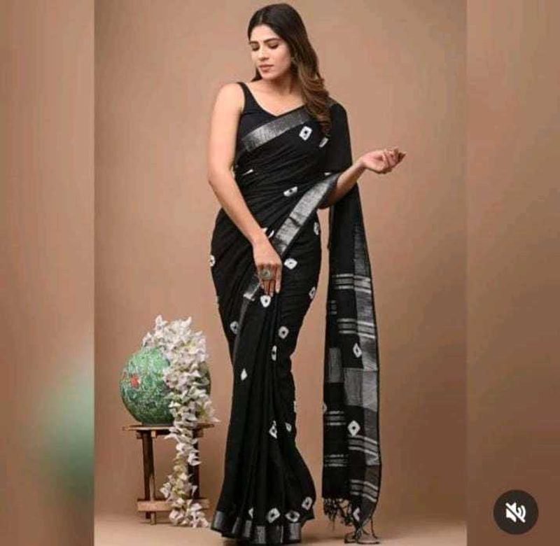 Elegant Black Cotton Saree