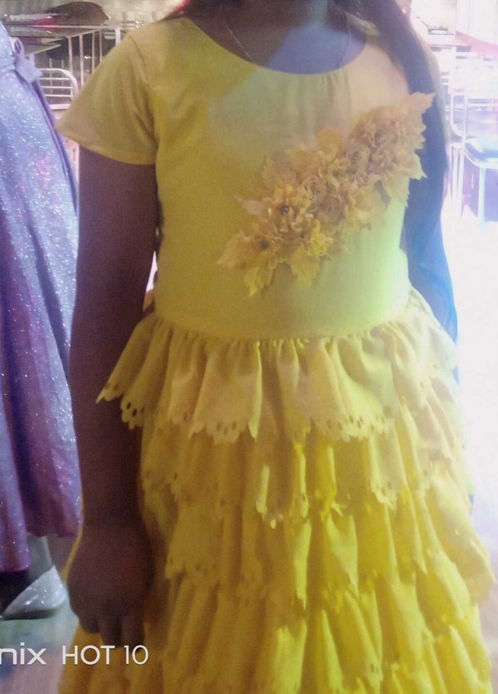 Yellow Ruffled Party Dres