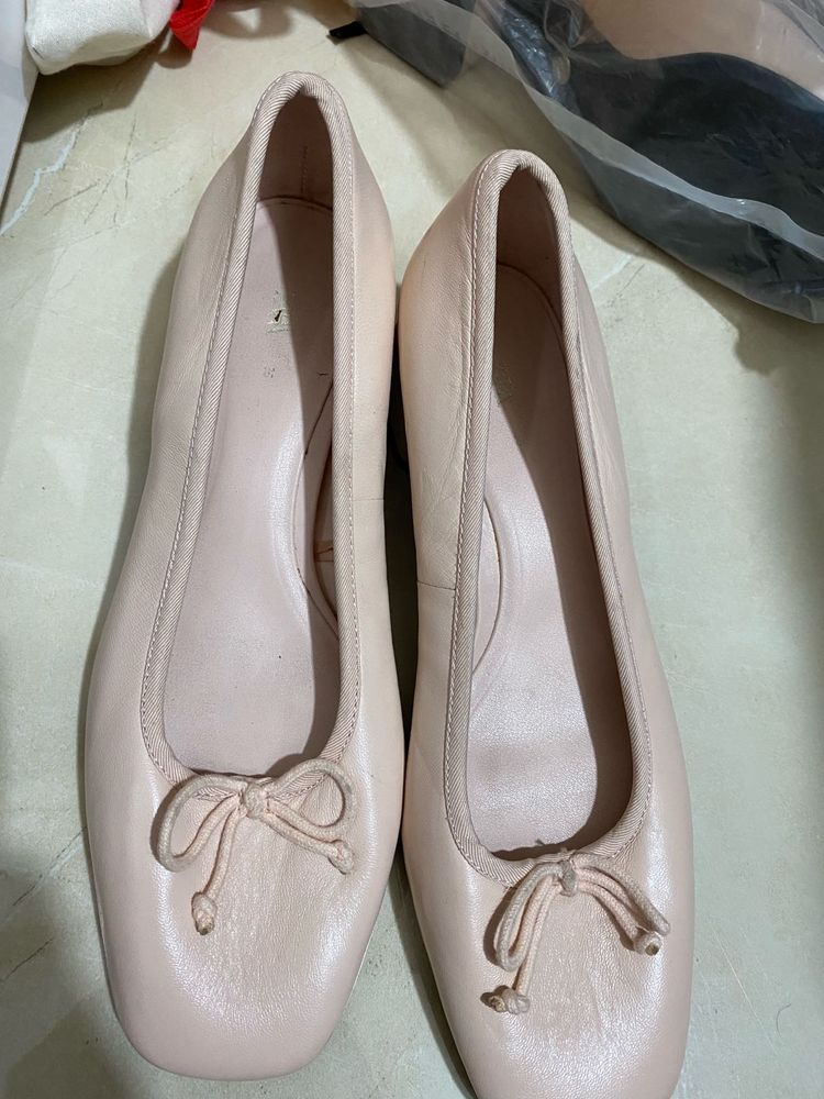 Zara Pink Bow Ballet Flats Euro 36