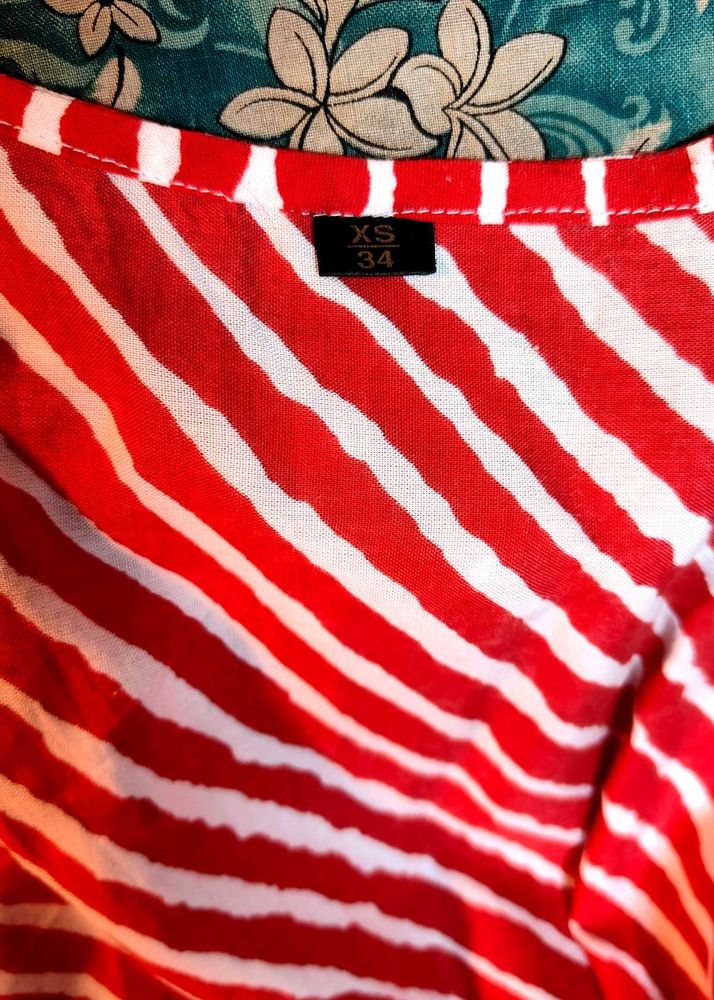 Red &amp; White Striped Top - XS