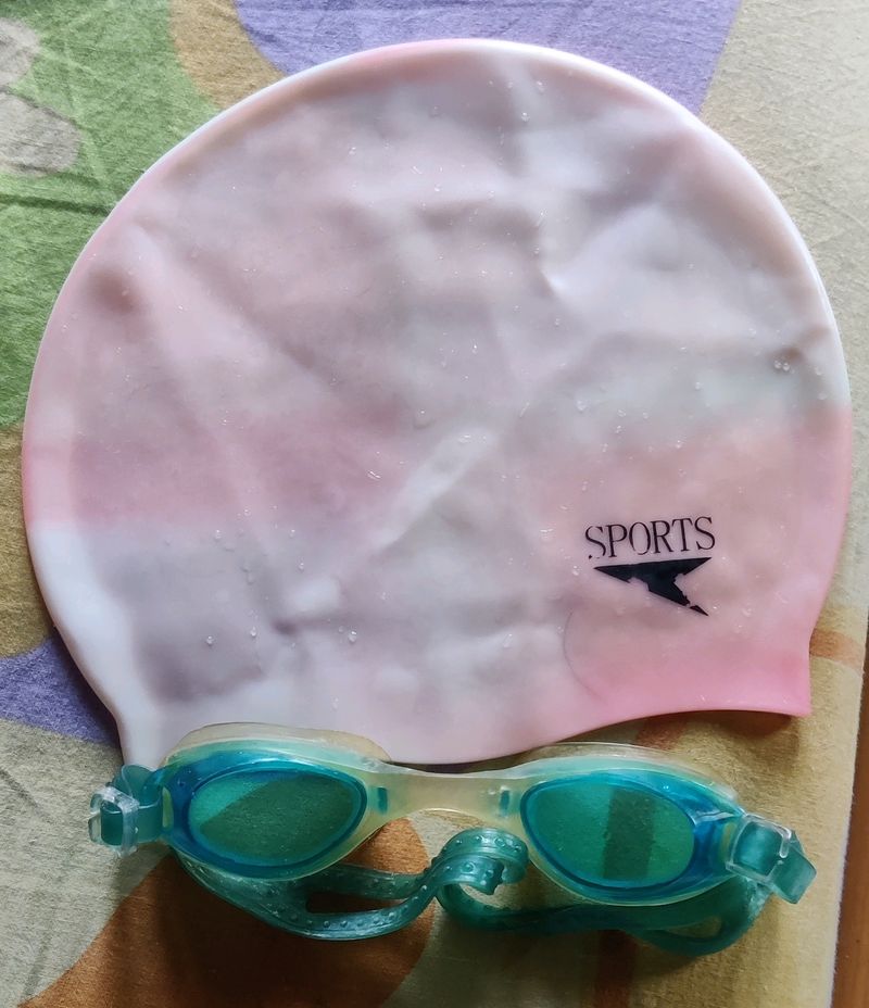 Unisex Swimming Cap And Goggles