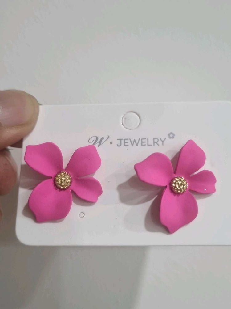Pink Flower Earrings